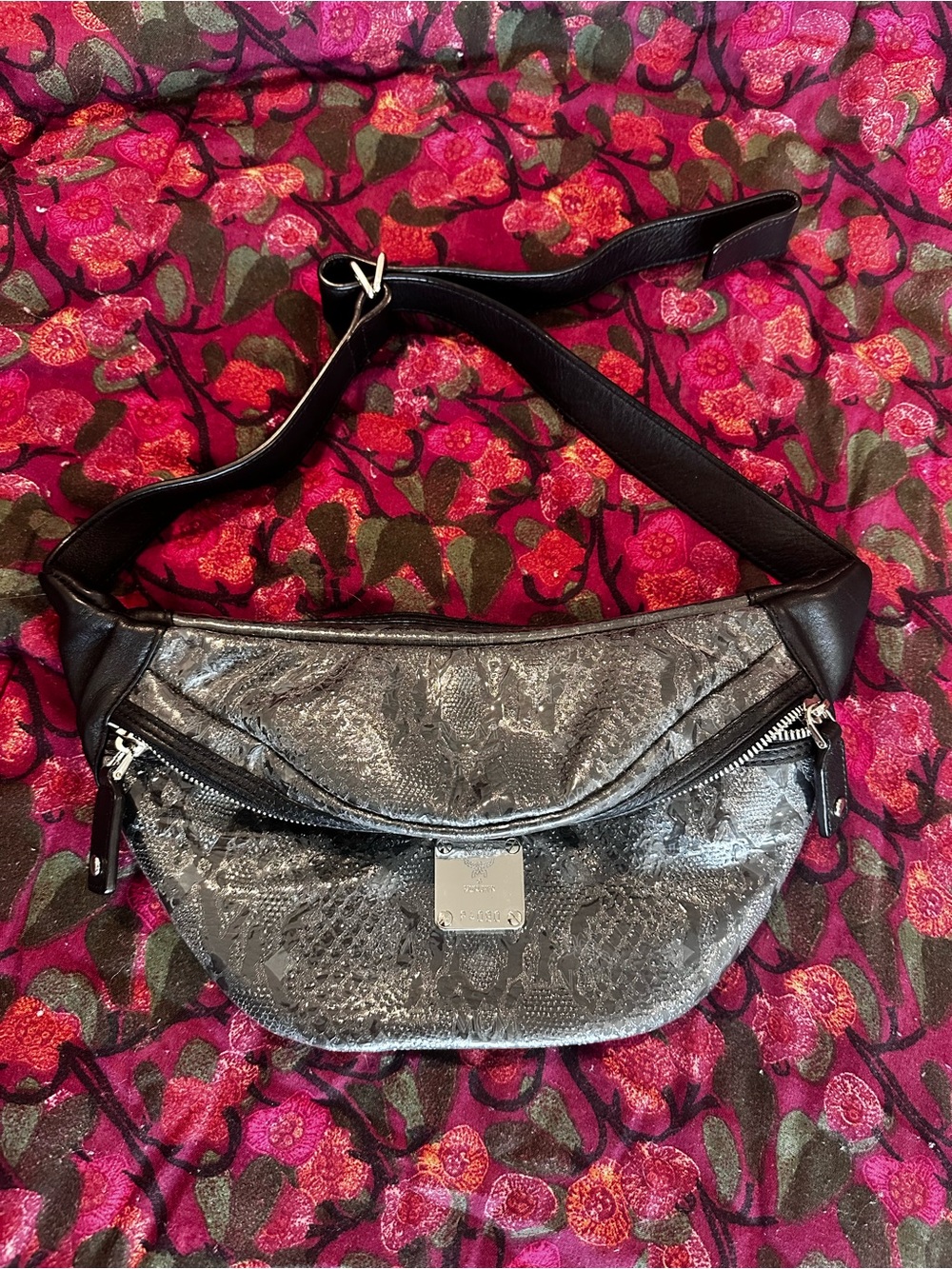 MCM by PHENOMENON Belt Bag- Metallic Gray and Black Python Print